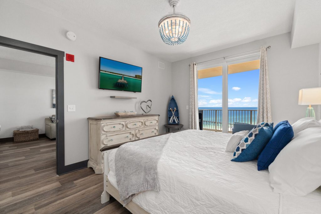 Beach Therapy Calypso Tower 3 Resort Unit 1604 Panama City Beach master bedroom ocean view pier