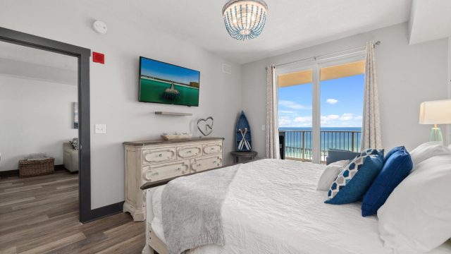 Beach Therapy Calypso Tower 3 Resort Unit 1604 Panama City Beach master bedroom ocean view pier